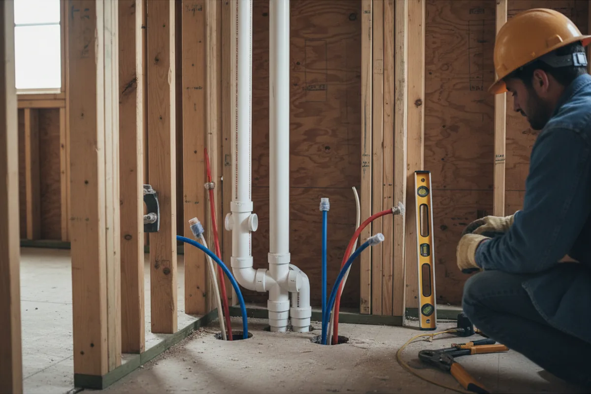 Drain and supply rough-in during Drain Cleaning in Amity